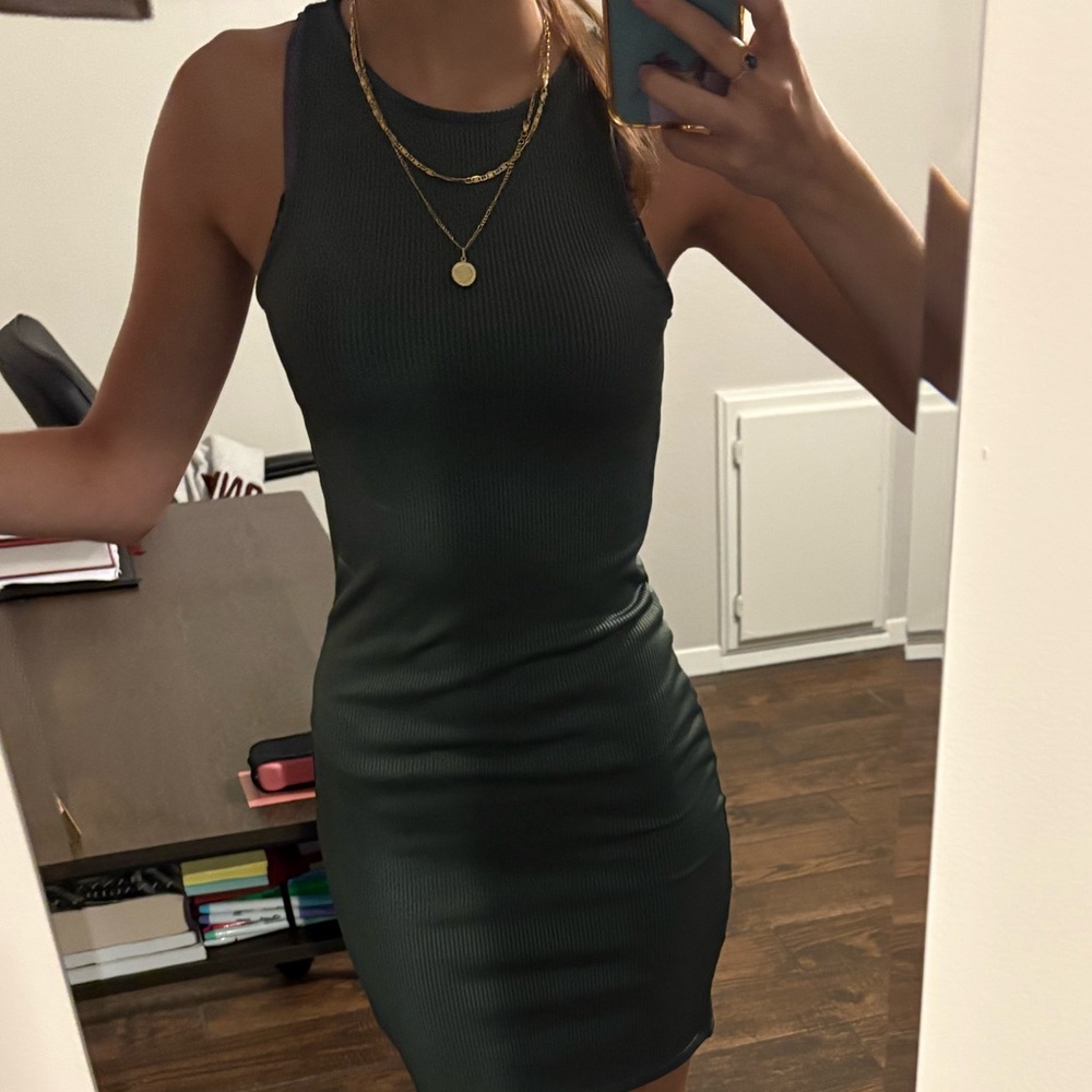 2 for 1 H&M Dark Green and Black Ribbed Mini Dresses